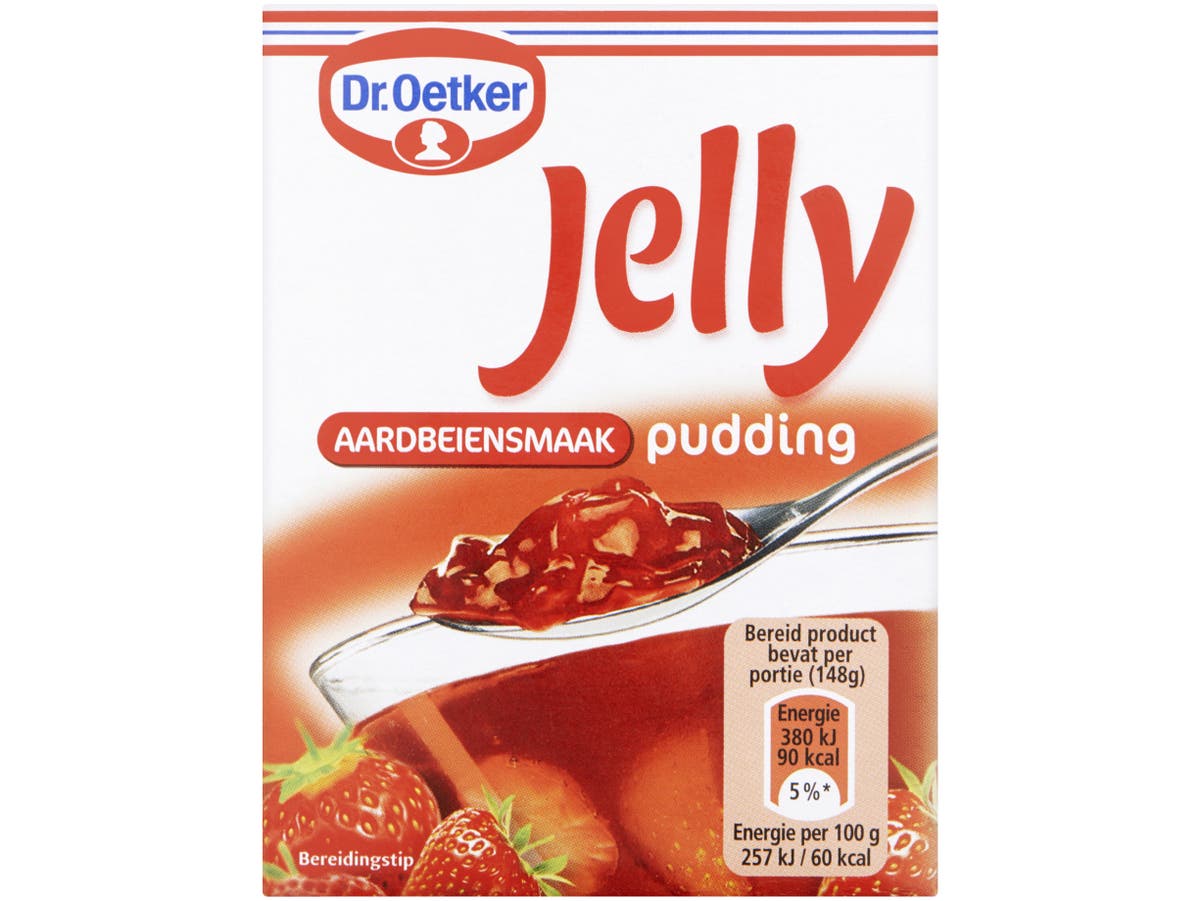 Jelly aardbeien pudding