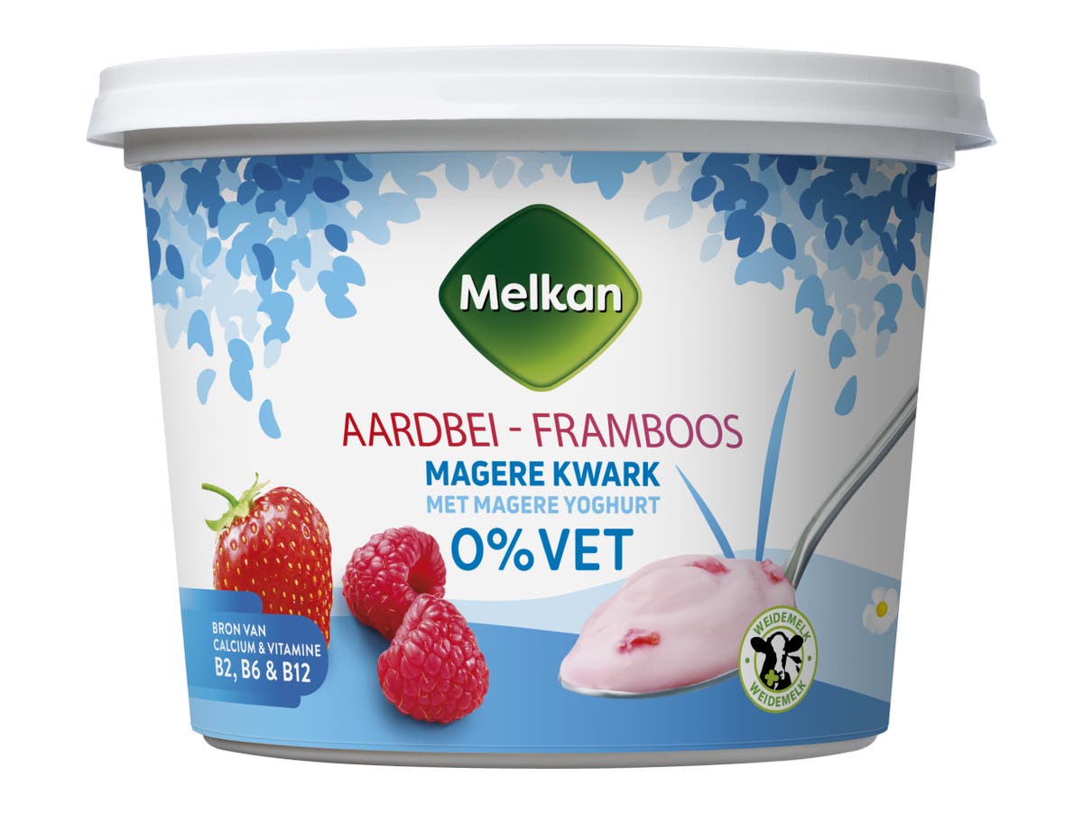Magere kwark 0% vet aardbei en framboos Magere kwark 0% vet aardbei en framboos