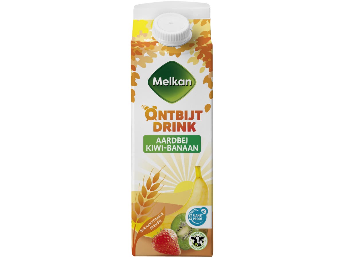 Drinkontbijt aardbei-kiwi-banaan Drinkontbijt aardbei-kiwi-banaan
