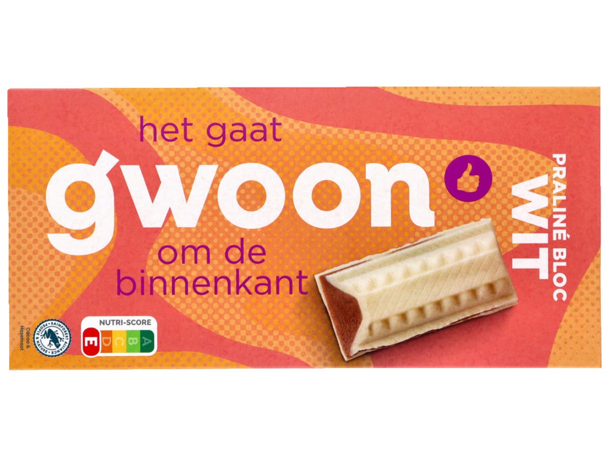 Chocolade tablet praliné wit Chocolade tablet praliné wit