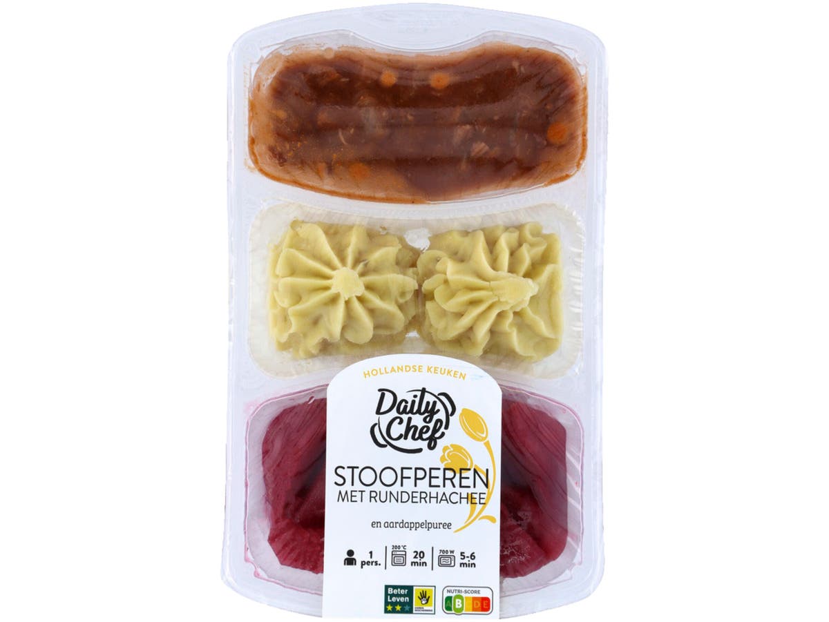 Stoofperen met hachee en puree