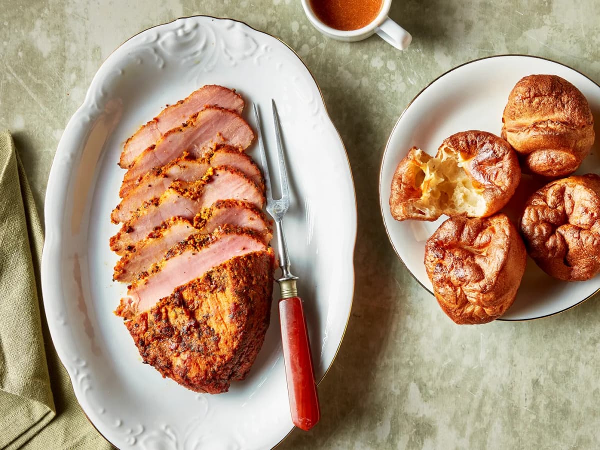 Beenham met honingmosterd en Yorkshire pudding
