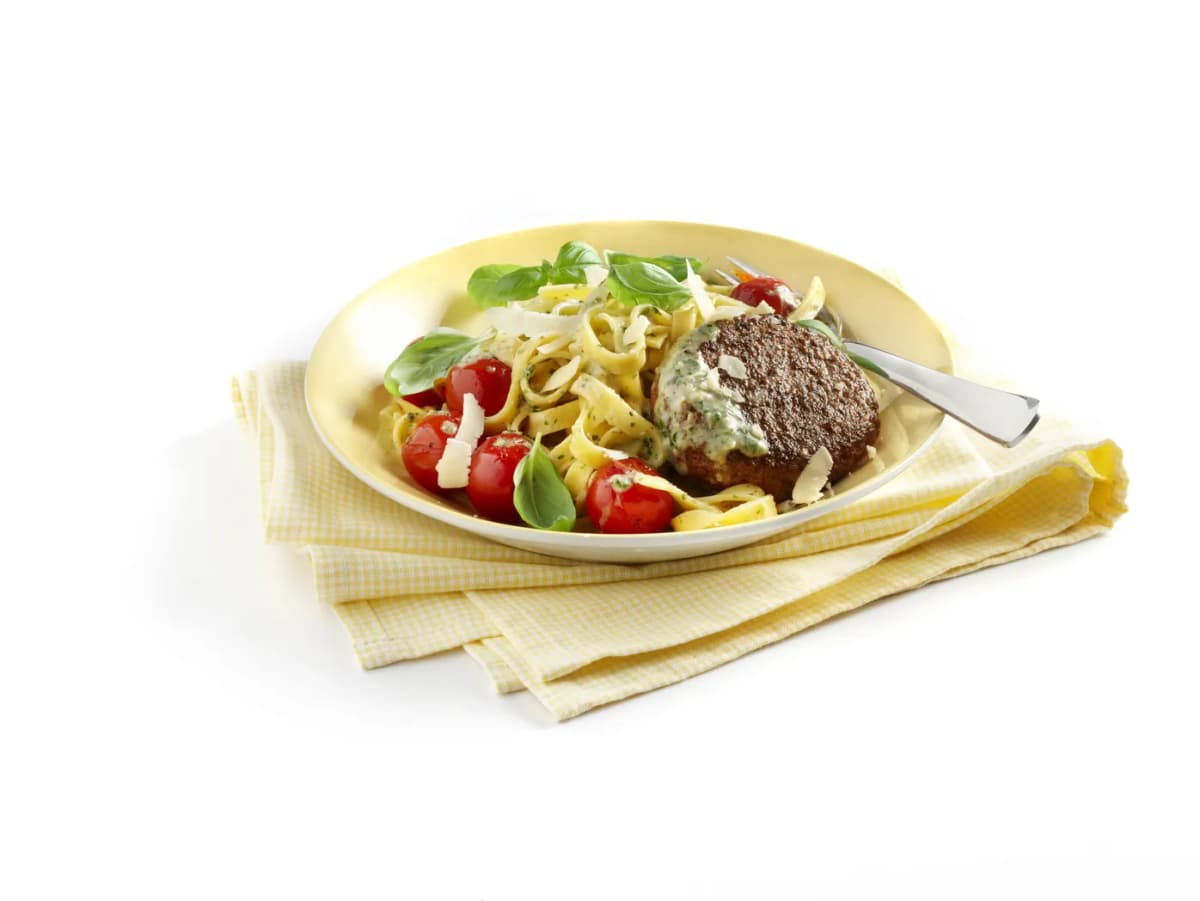 Tartaartje met basilicumsaus en gepofte tomaat