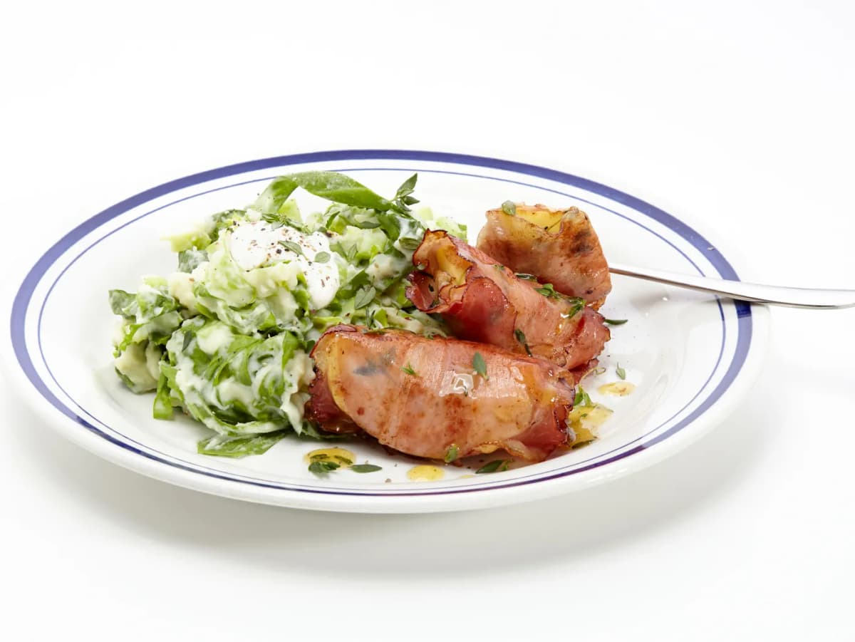 Raapsteeltjesstamppot met appelvinken