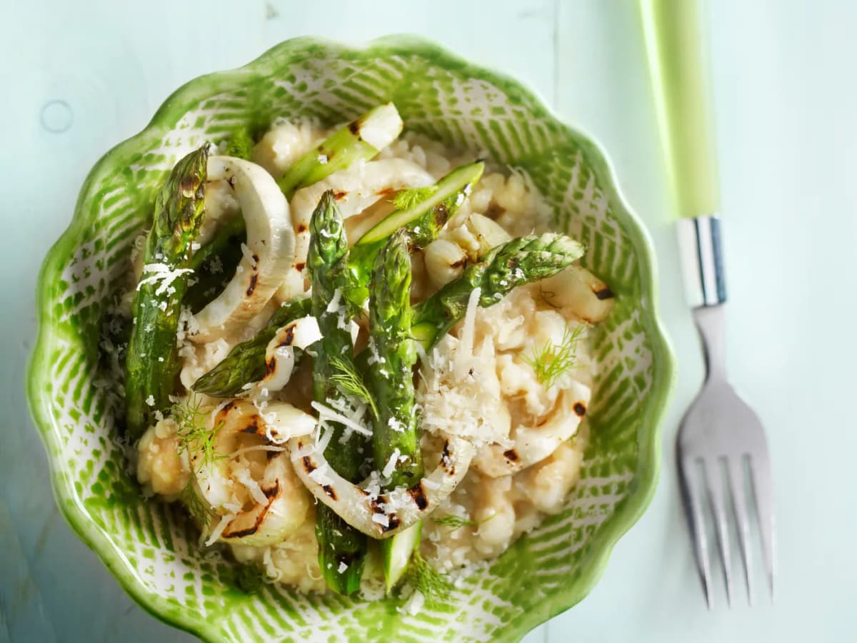 Risotto met gegrilde voorjaarsgroenten