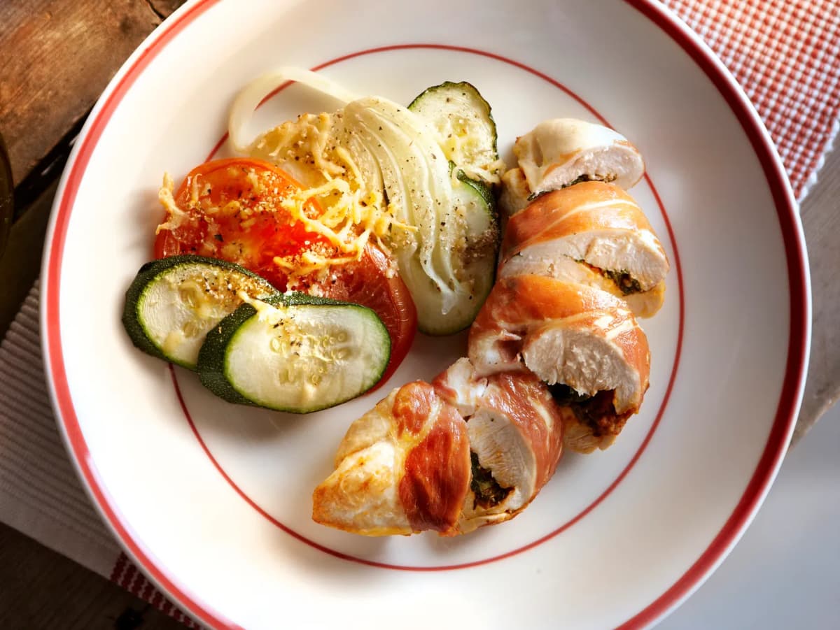 Romeinse kipfilet met groentengratin