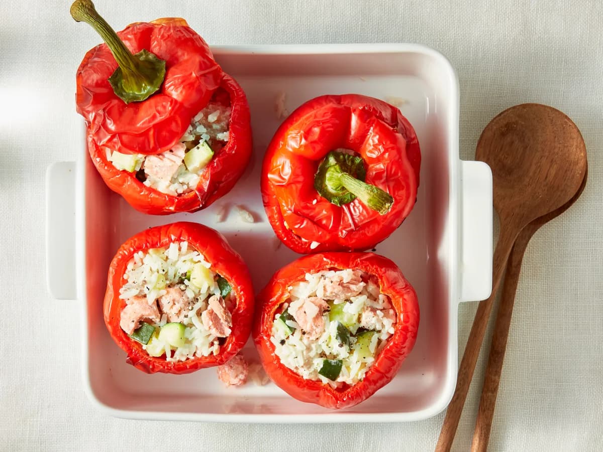 Gevulde paprika’s met zalm