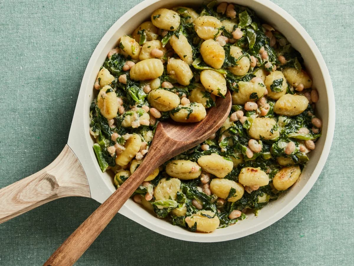 Gnocchi met andijvie en witte bonen