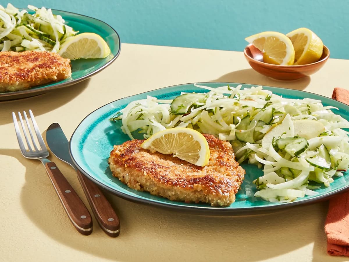 Schnitzel met frisse venkelsalade