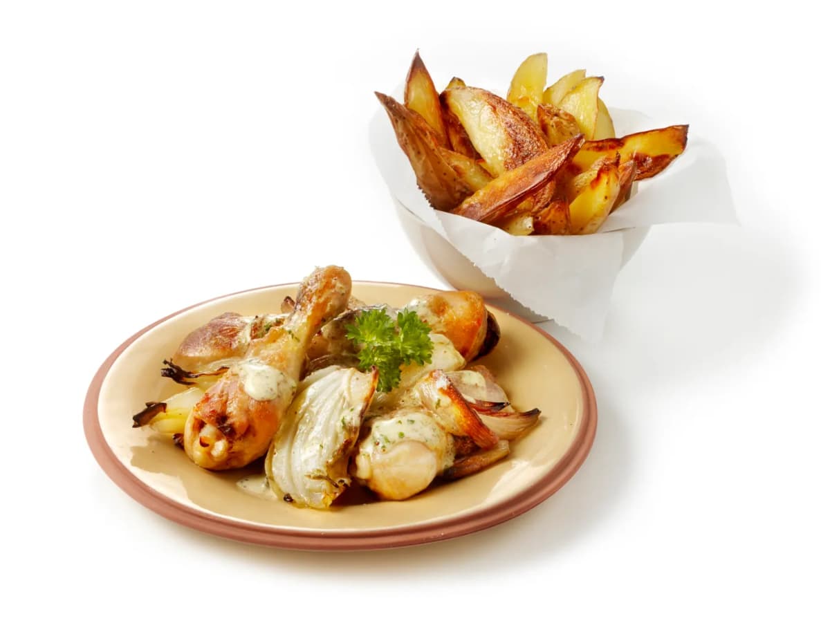 Drumsticks met sjalotjes en venkel