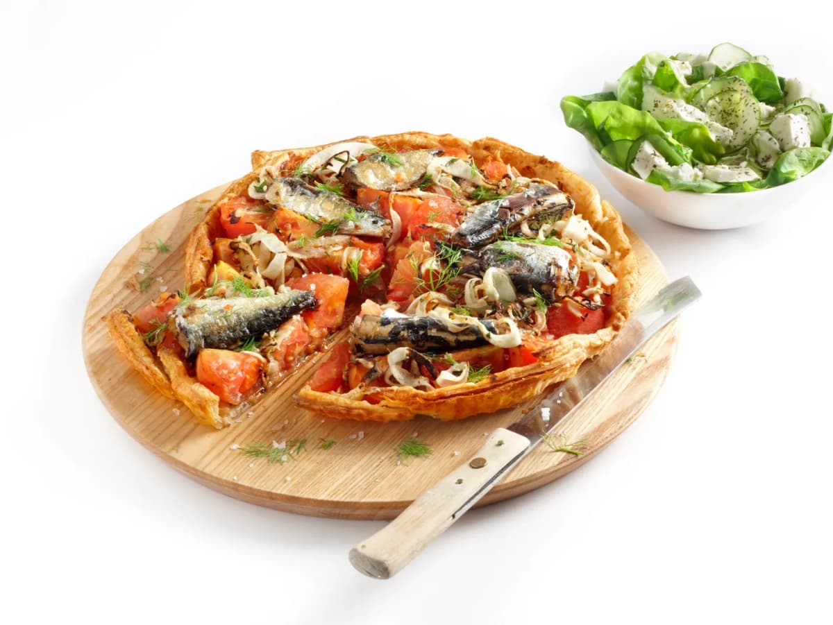 Tomatentaart met sardines