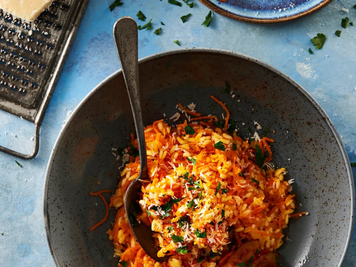 Wortelrisotto met krokant spek