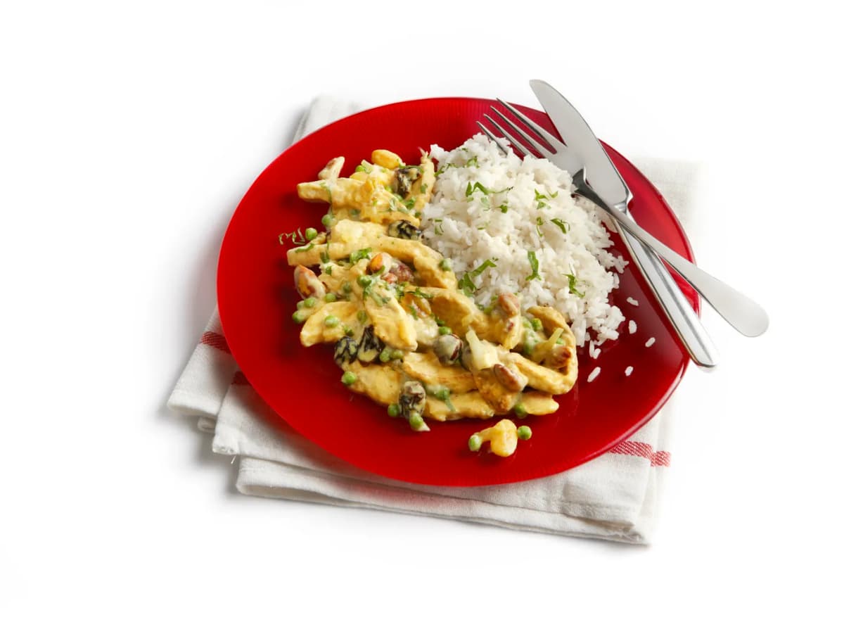 Schnitzels met studentenhaver en rijst